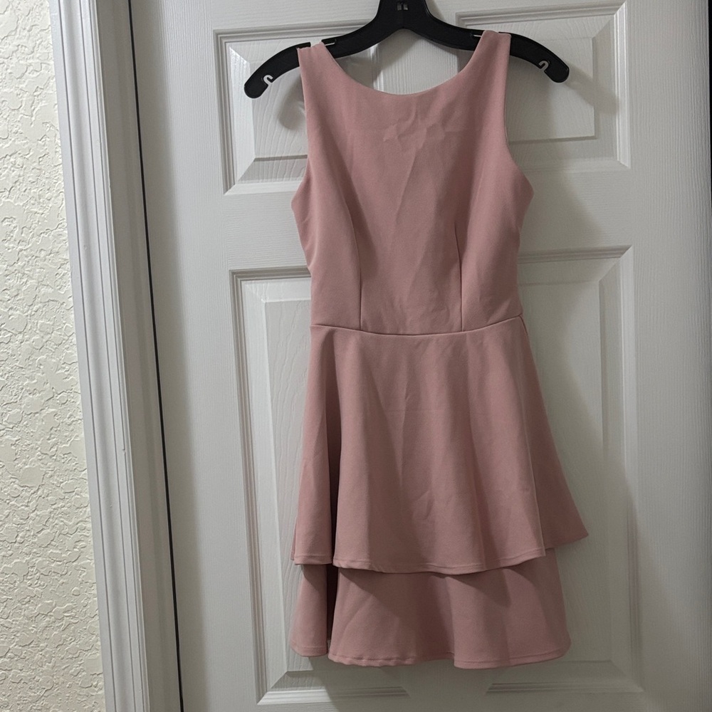 B Darlin Blush Pink Layered Mini Dress
